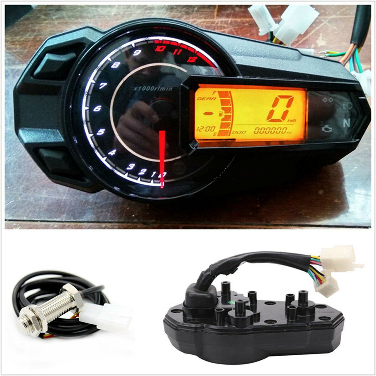Motorcycle Tachometer Speedometer Odometer Fuel Quantity Headlight Turn Signal