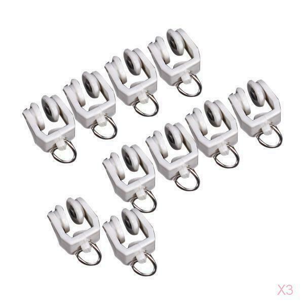3x 10x White Plastic Window Curtain Track Rail Runners Gliders With Eyelet