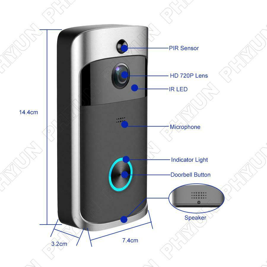 Home Wireless Smart WiFi DoorBell IR Video Visual Camera Intercom Security Kit