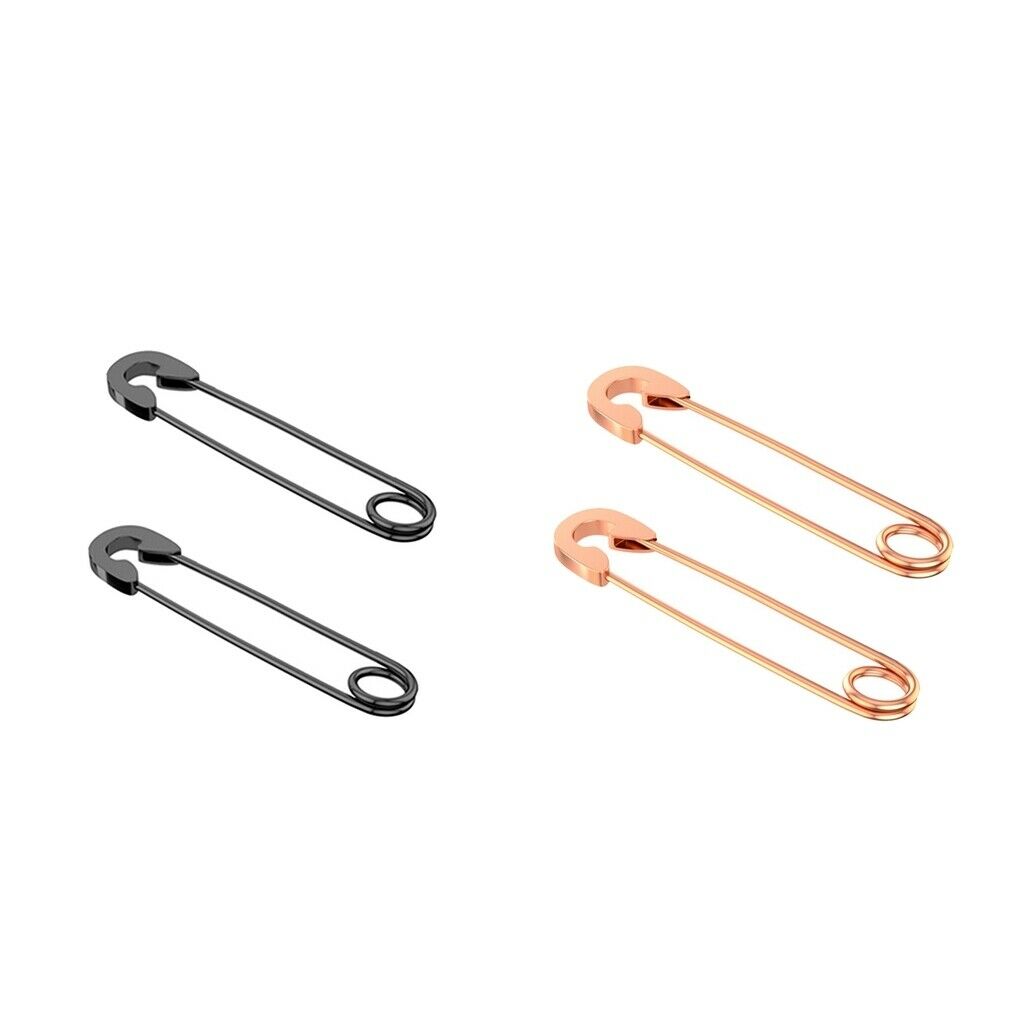 2Pair Women's Fashion Punk Retro Style Safety Pin Earrings Dangle Ear Cuff