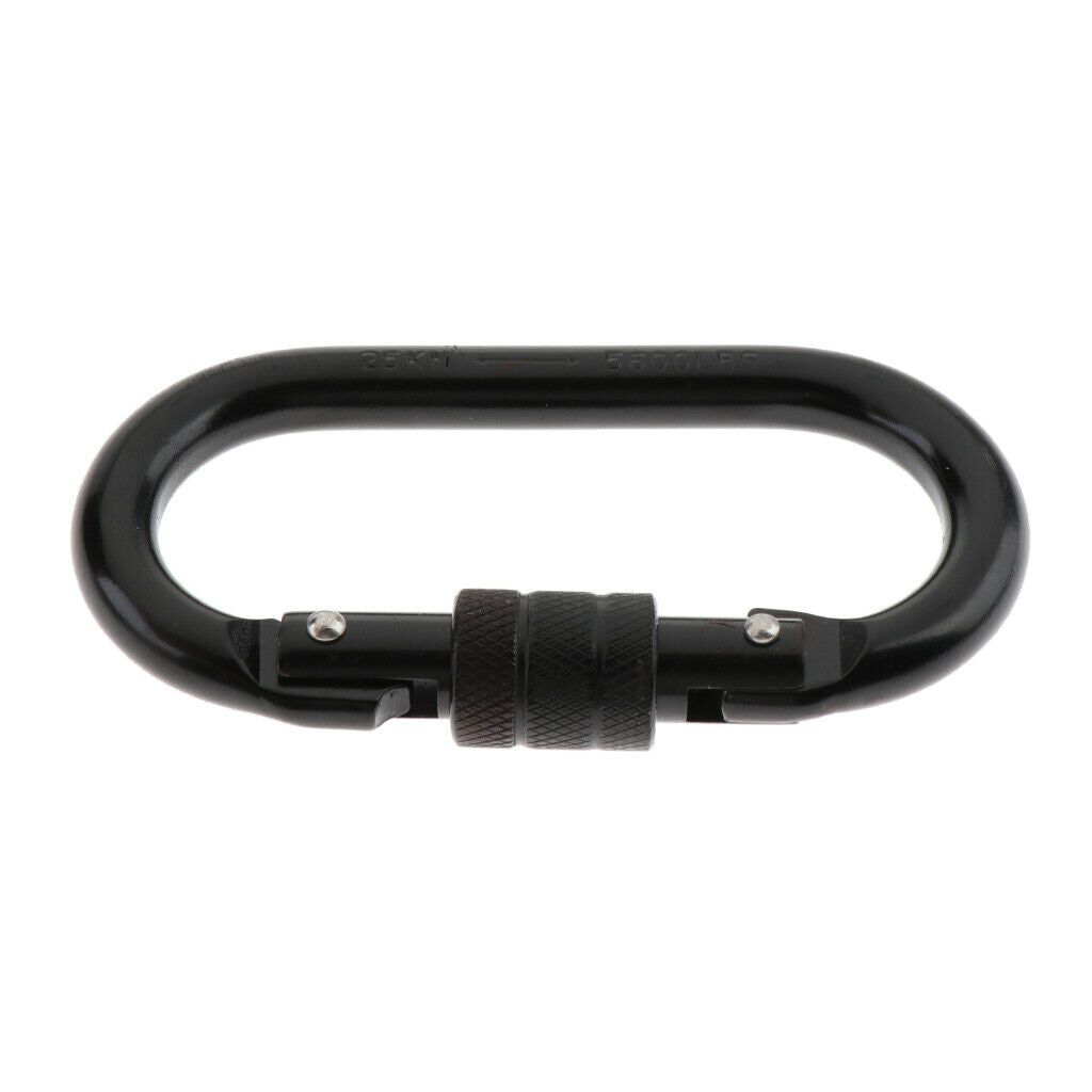 25KN Oval Steel Climbing Screw Lock Carabiner For Rock Tree Climbing Rappelling