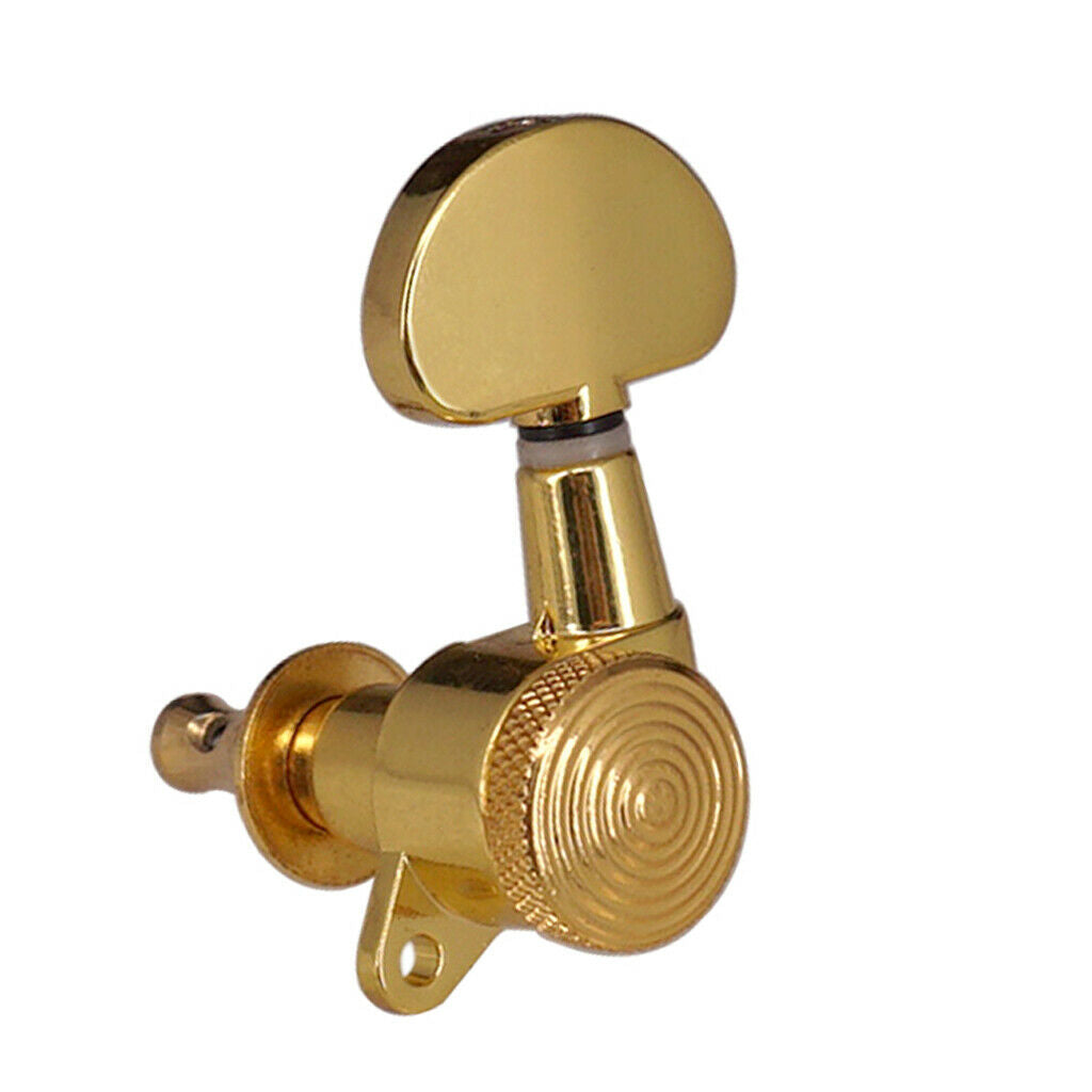 Lock Gear Folk Guitar String Key Button Tuning Pegs Machine Heads 3 Left + 3