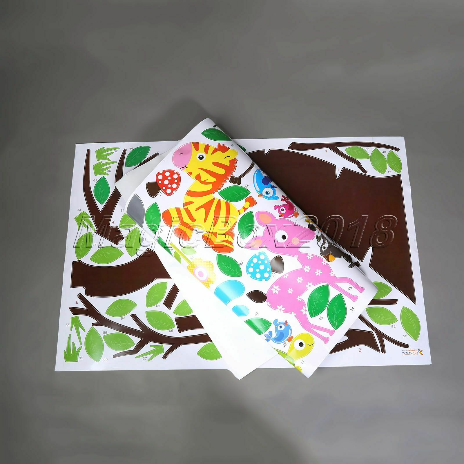Jungle Zoo Animals Paradise Tree Wall Stickers Kids Bedroom Decor Nursery Decals