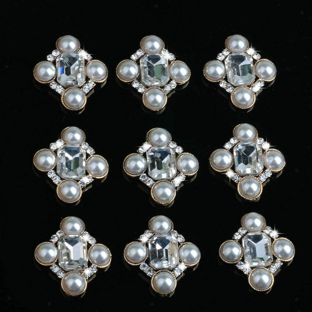 10 Pcs Diamond Rhinestone Crystal Bead Embellishment Buttons Flatback
