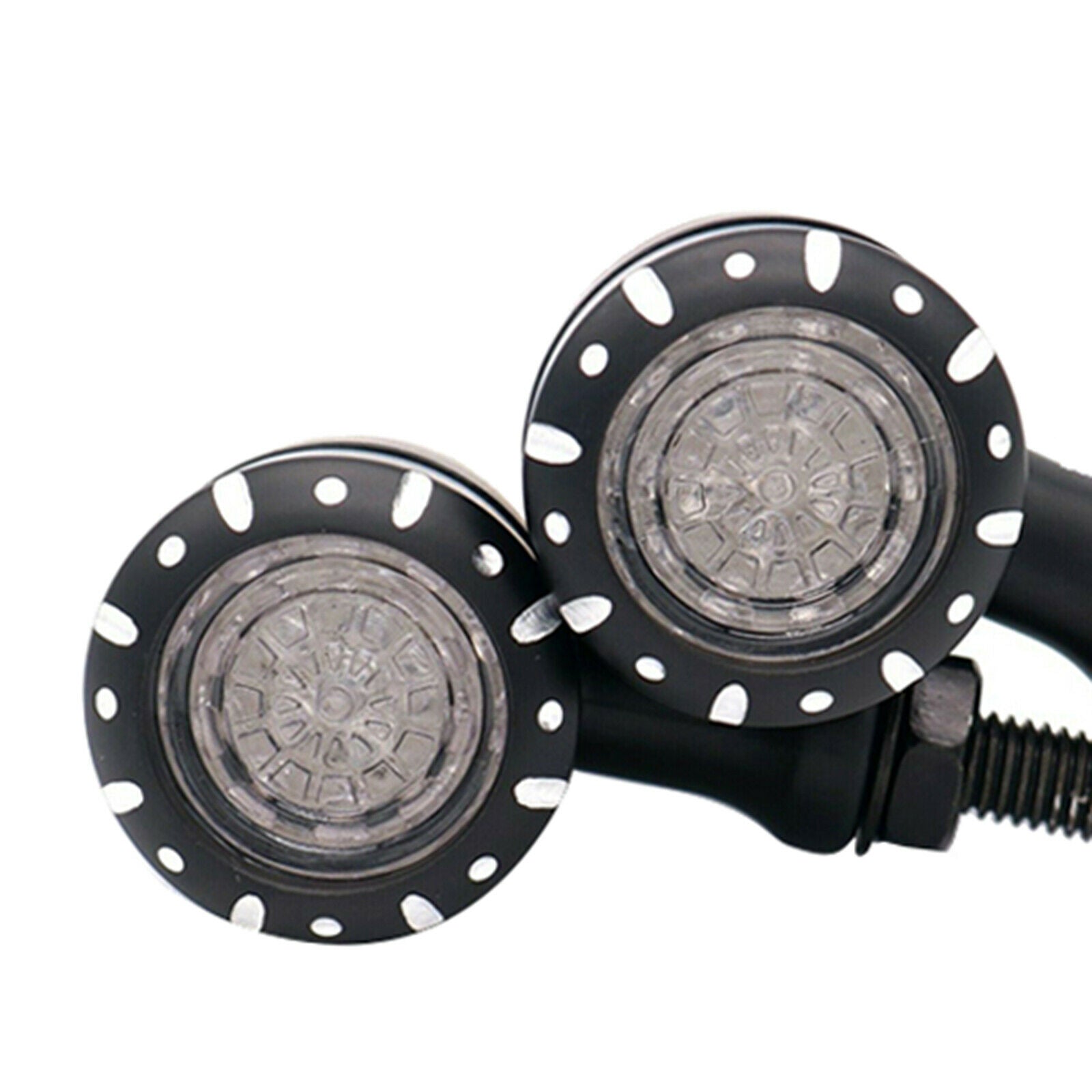 2Pcs LED Turn Signal Light Motorcycle Scooter Indicators Flashing black