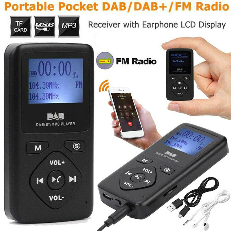 Portable Digital DAB/DAB+ FM Radio Receiver Music MP3 Player with USB Headphones