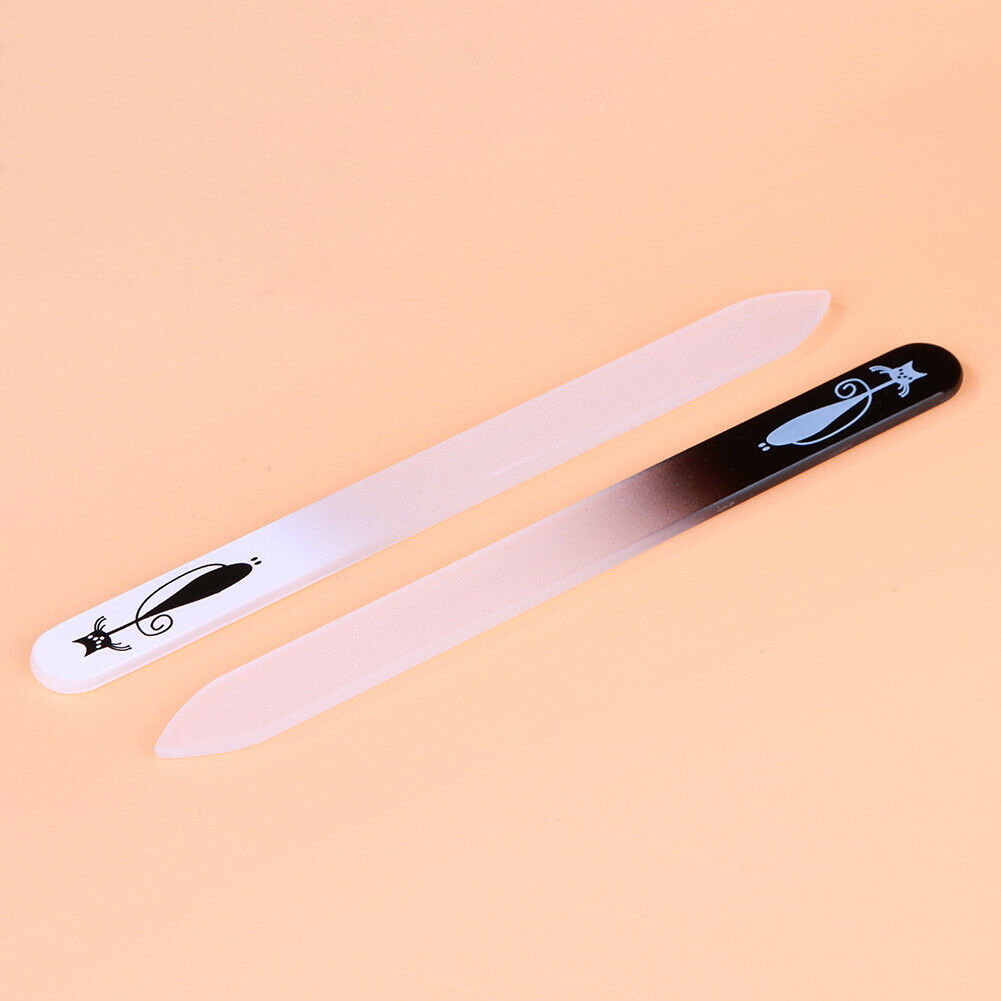 2pcs/set Printed Double Sided Glass Nail File Manicure Polishing Nail Tools @