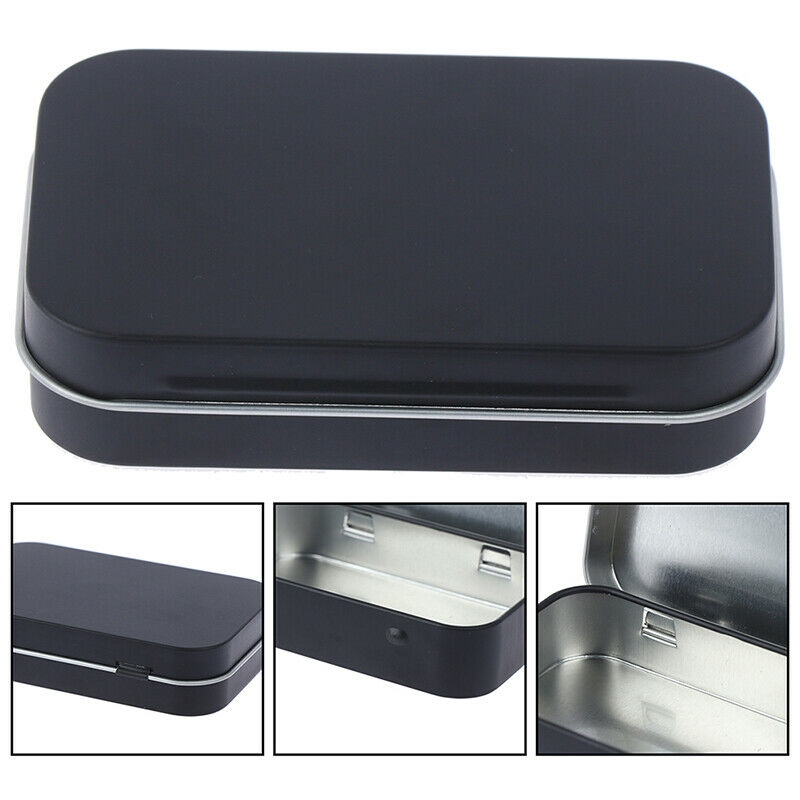 Storage Box Small Jewelry Candy Coin Key Organizer Tin Flip Black Gifts Se.l8