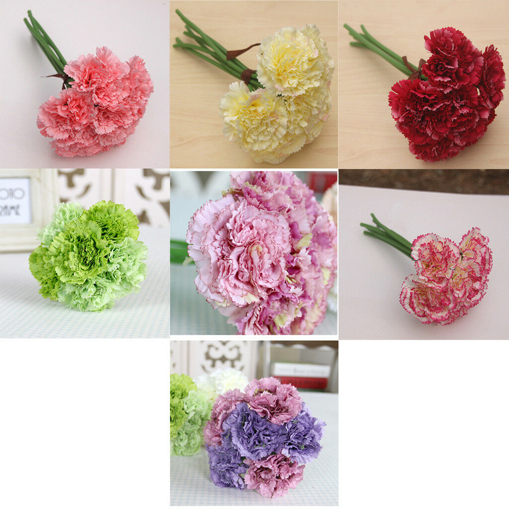 Bunch Artificial Silk Flower 6 Single Carnation For Bouquet Wedding Decor #9