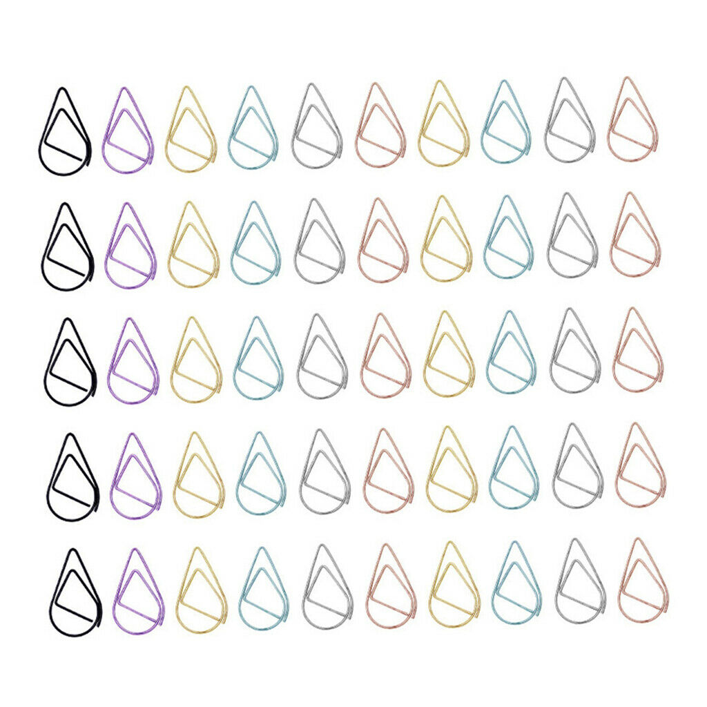 50x Paperclips Bookmark Water Drop Shape Birthday Gifts Child Stationery 34 X 20