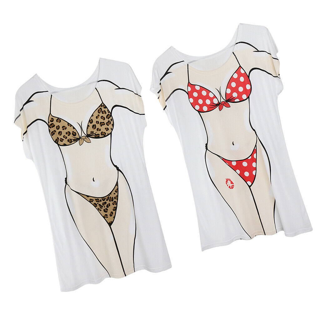 Pack of 2pcs Funny Women Ladies Leopard Polka Dots Summer Beach Bikini Cover-up