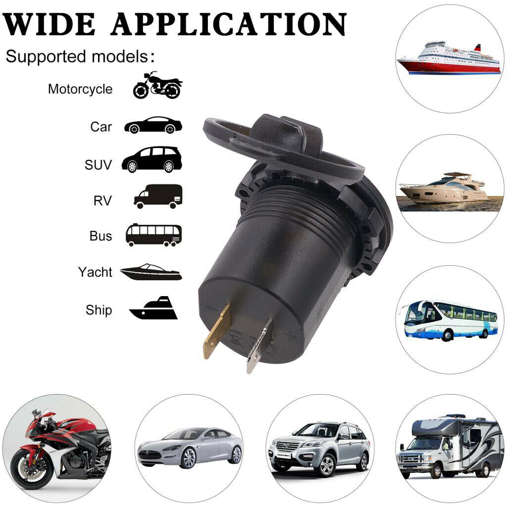 12/24V Dual USB Port Car Power Socket Plug with Red LED Voltmeter Display