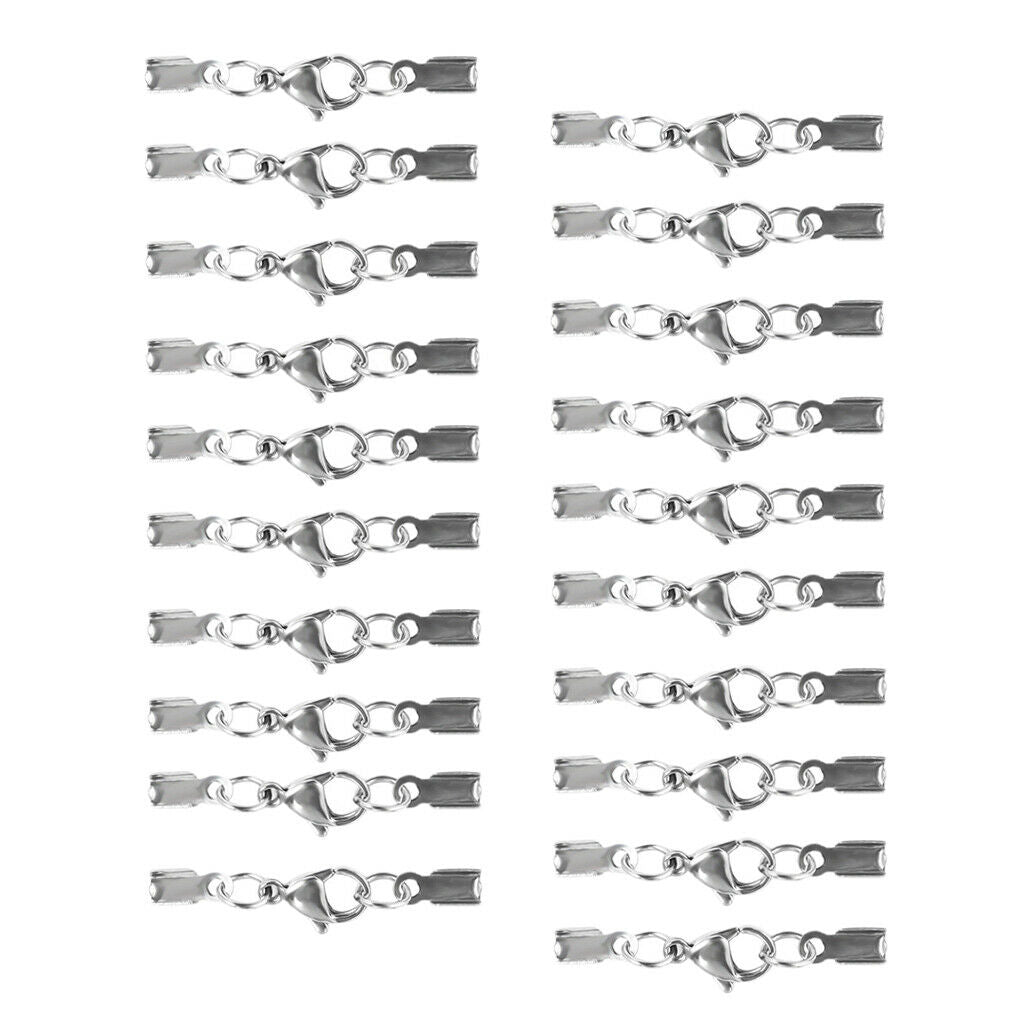 20 Pieces Lobster Claw Clasp Leather Cord End Caps DIY Choker Jewelry Making