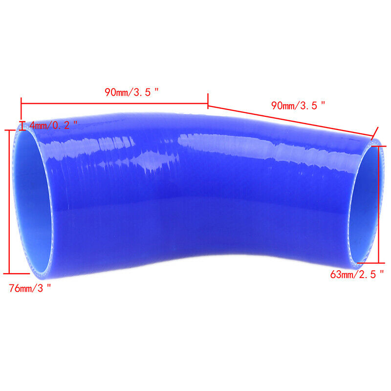 45 degree elbow Silicone hose 45 degree 2.5"-3" reducer COUPLER Blue