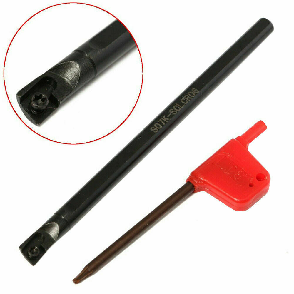 S07K-SCLCR06 7mmx125mm Lathe Boring Bar Turning Tool Holder +Wrench for CCMT0602