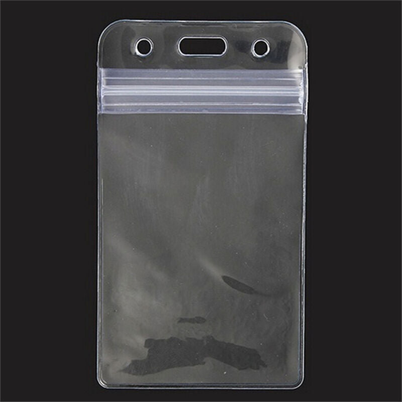10 x Vertical Solid Vinyl Clear ID Card Badge Holder Case Cover Sleeve VQONYD Kt