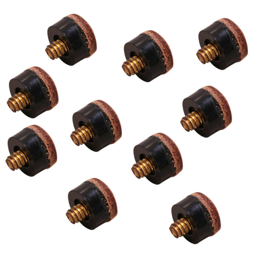 prettyia 10pcs Premium 12mm Billiards Screw-On Pool Cue Tip Replacement