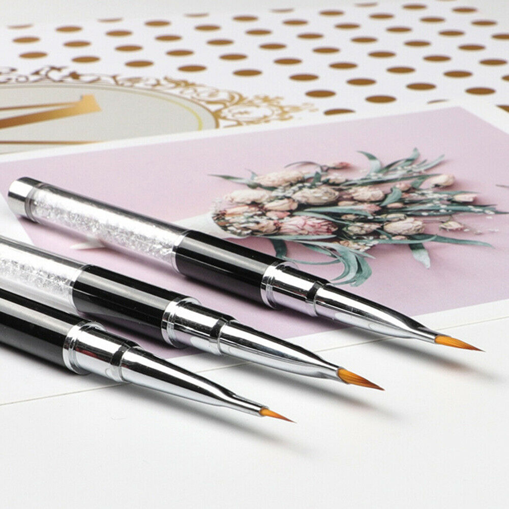 8 PCS Nail  Gel Brush Gradient Painting Pen Rhinestone Handle Nail Art DIY Tool