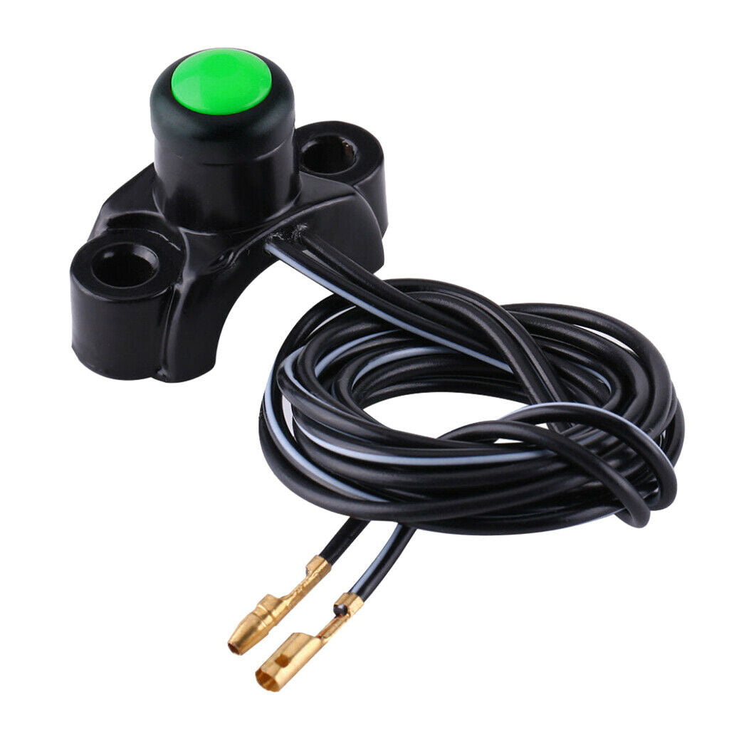 Motorcycle 22mm Handlebar Engine Kill Stop Start Button Switch Green+Black