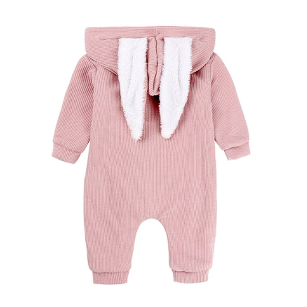 Rabbit Ears Newborn Cotton Romper Jumpsuit Baby Girls Boys Pink(0-3 Months)