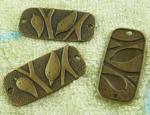 30pcs Bronze Color Rectangle 2Holes Birds Connectors 38x18.5x2mm 13097