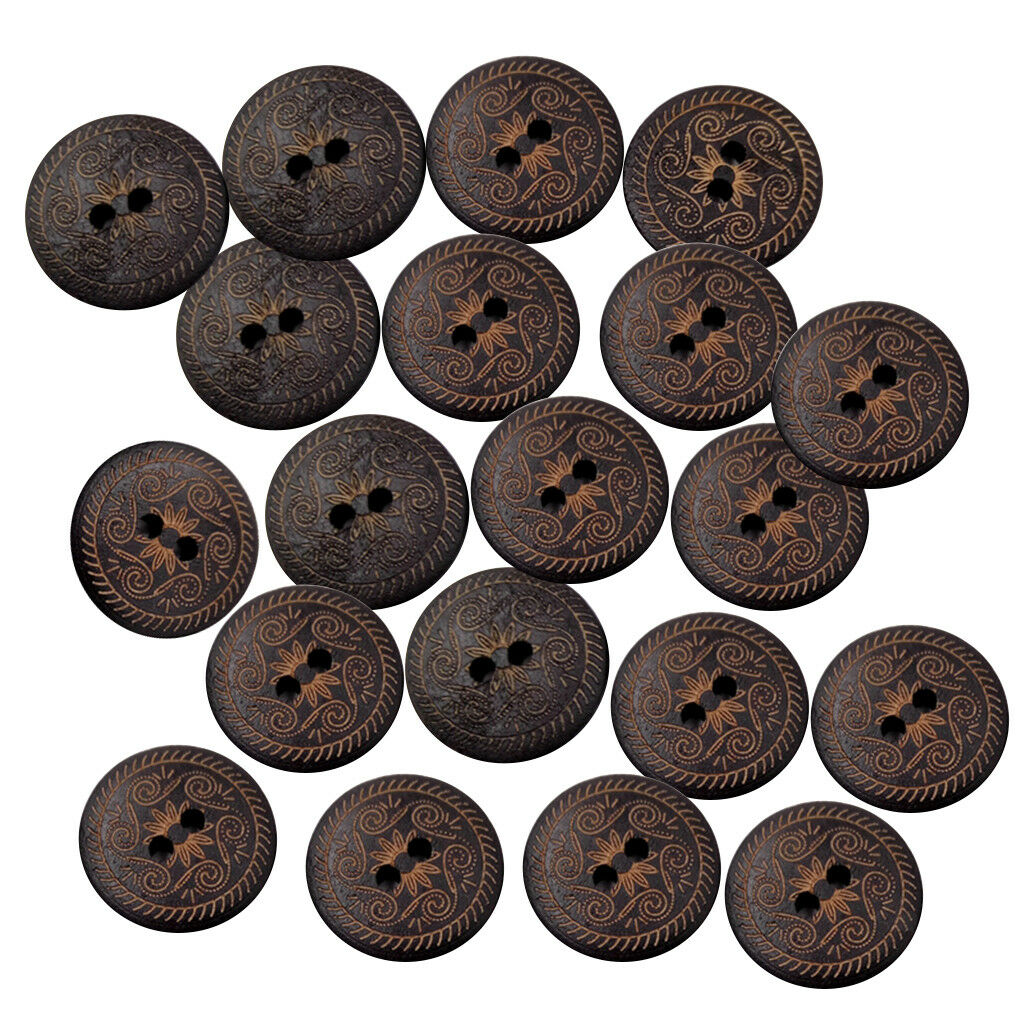 50 Pieces Round Flower Wooden Buttons 2 Holes Sewing Buttons for Craft DIY