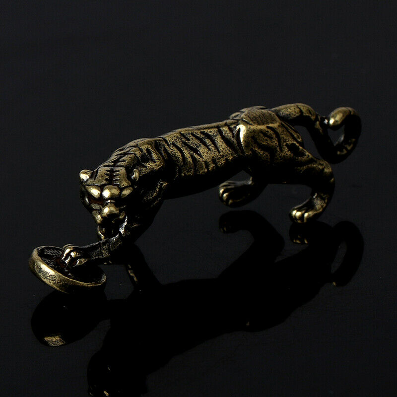 Brass Tiger Statue Ornament Chinese Zodiac Tiger Office Desk Decoration P.l8