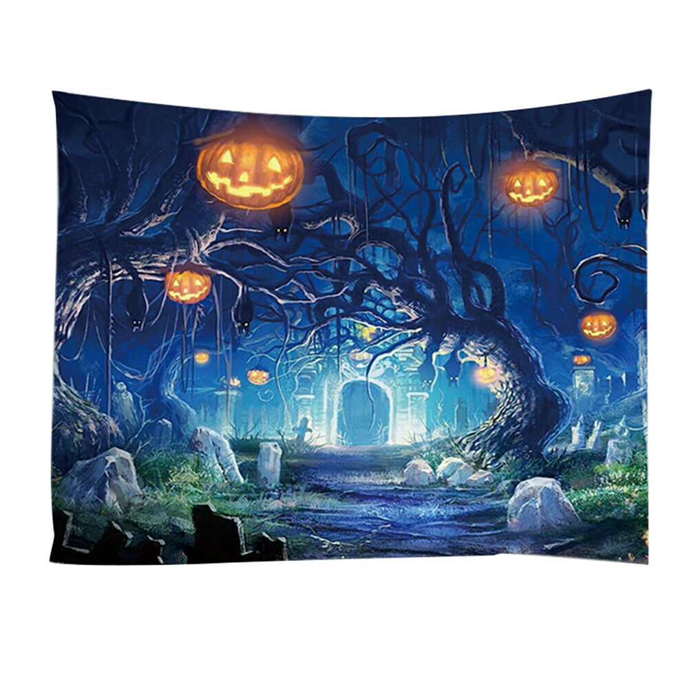 Halloween Party Tapestry Pumpkin Tree Print Wall Mounted Tapestry Home Decor