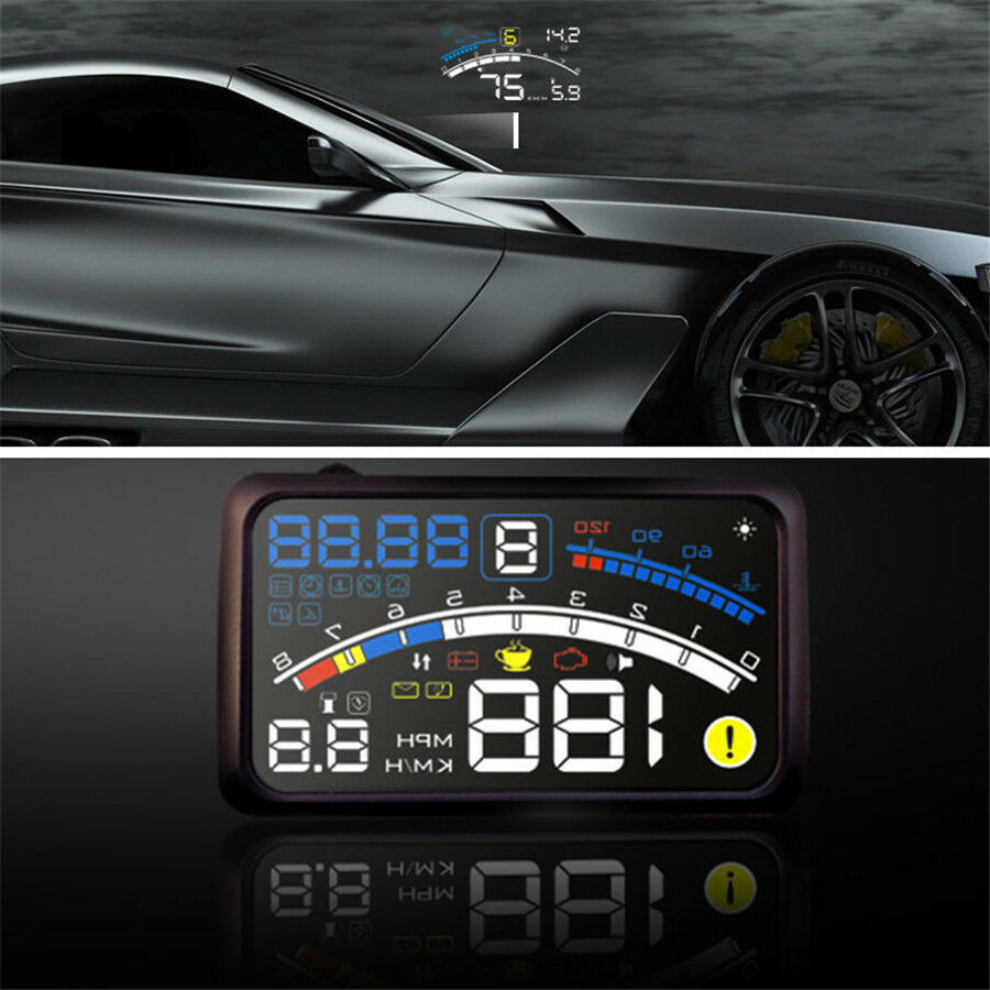 Driving Head Up Display Speedometer Projector OBD2 EOBD Speed Shift Gear Warning