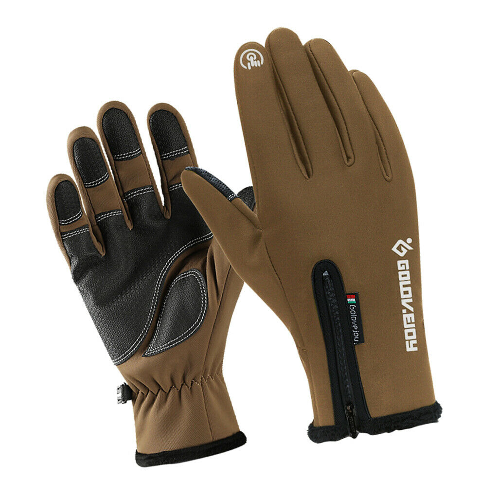 Waterproof Bike Full Finger Gloves Touch Screen Gloves Brown Cycling Hunting