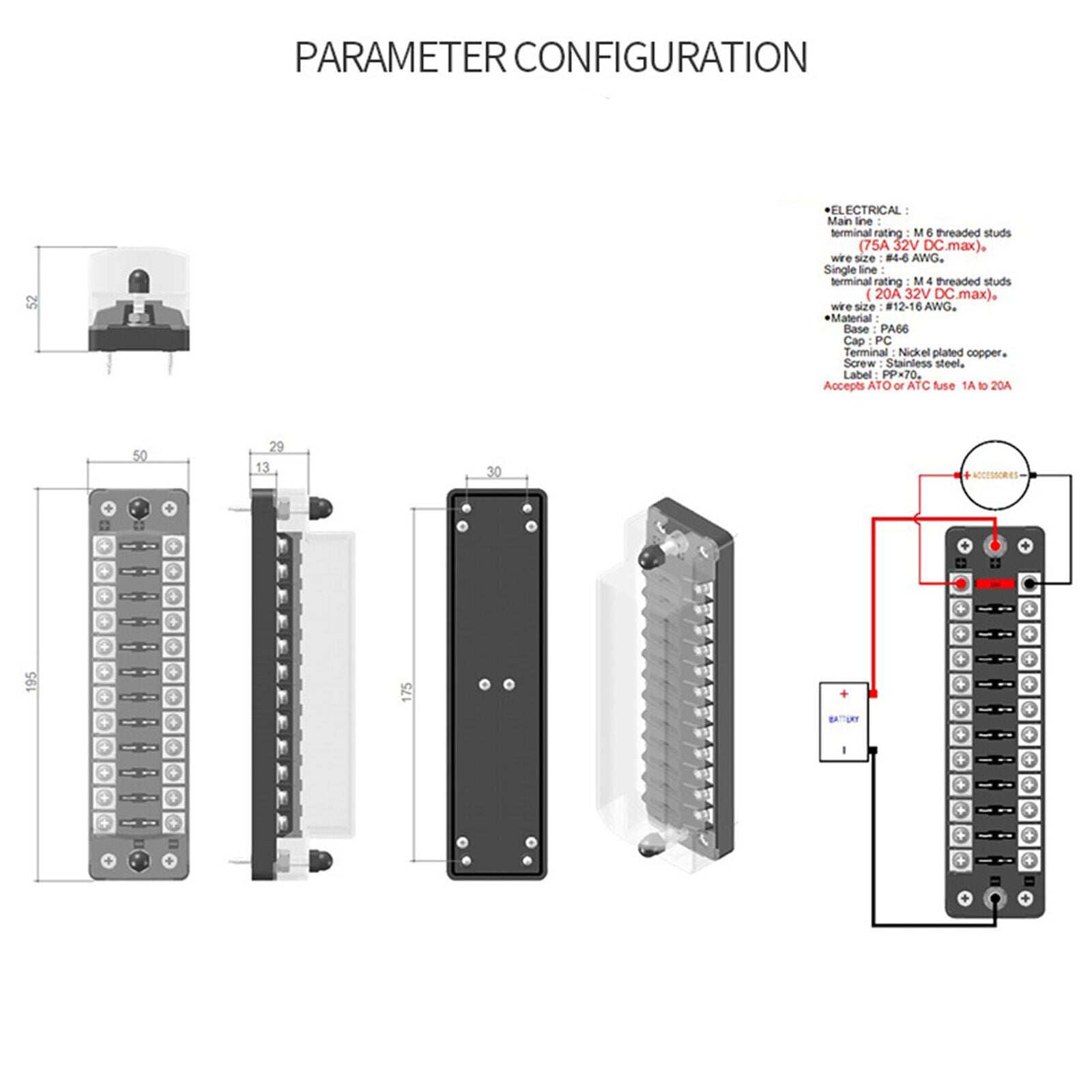 12 Way 12V / 32V Car Fuse Holder Fuse Box With 24x Fuse