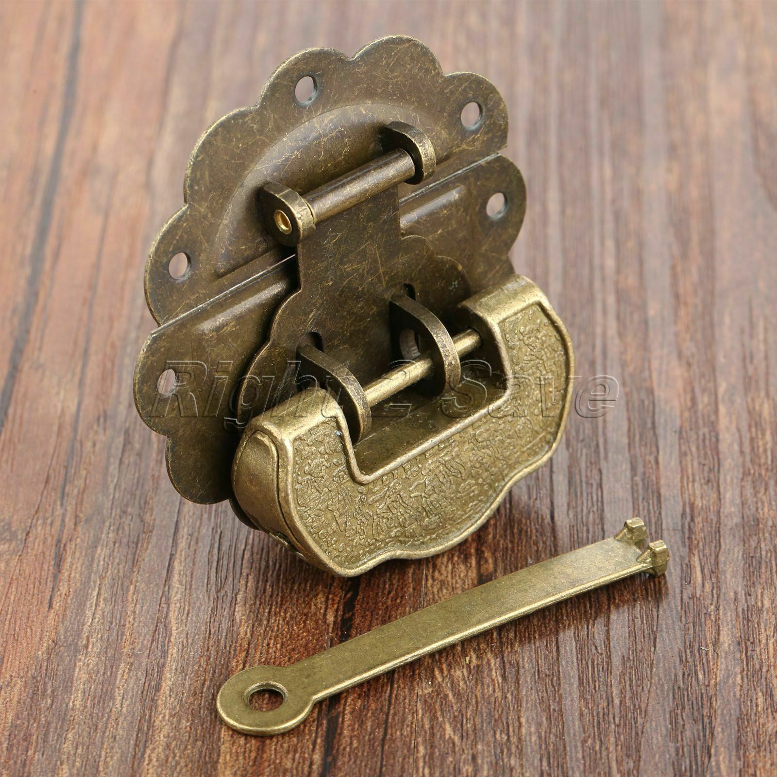 Retro Furniture Jewelry Box Chest Trunk Padlock Lock Key Toggle Latch Clasp Set