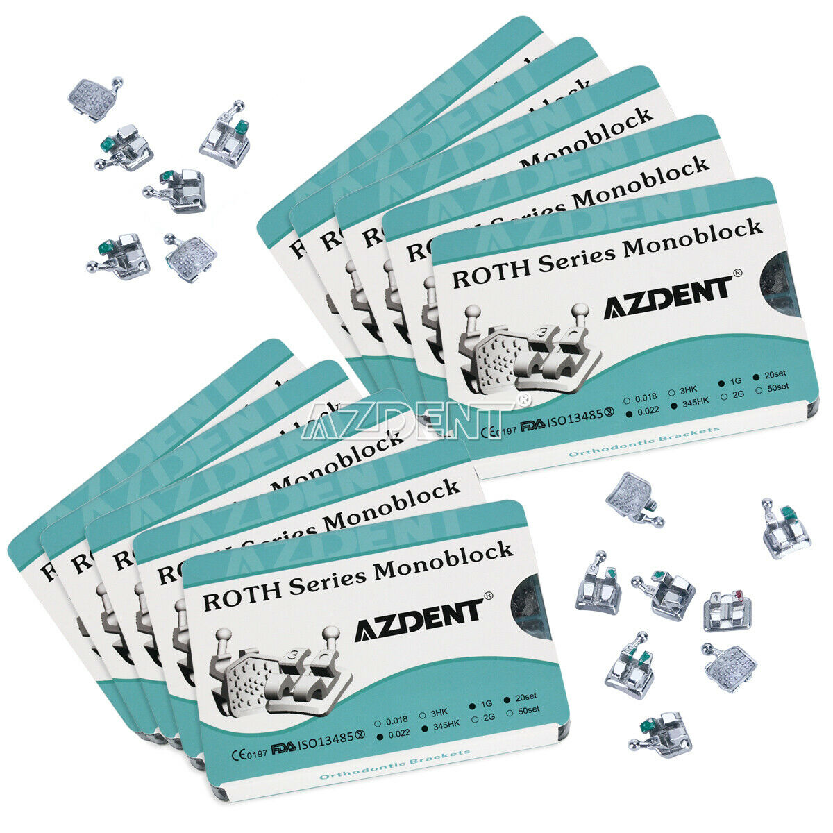 3X Dental Orthodontic Monoblock Bracket Braces Mini Roth 022 Hooks 3-4-5 AZDENT