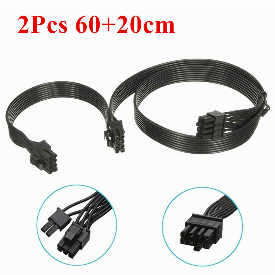 2Pcs PCI-e 8 Pin to DUAL 8 Pin Cable for CORSAIR AX Series Modular Power Supply