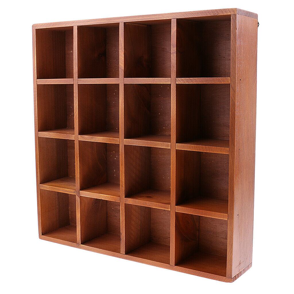 Wooden Organizer Wall Shelf Storage Cabinet Kitchen Shelf CD Shelf with 16
