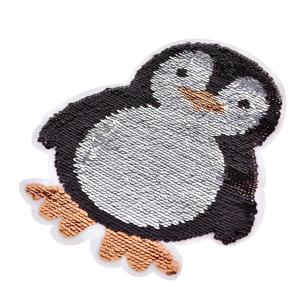 penguin Reversible Sequins Sew On Patches clothes DIY Applique BagClothing.l8