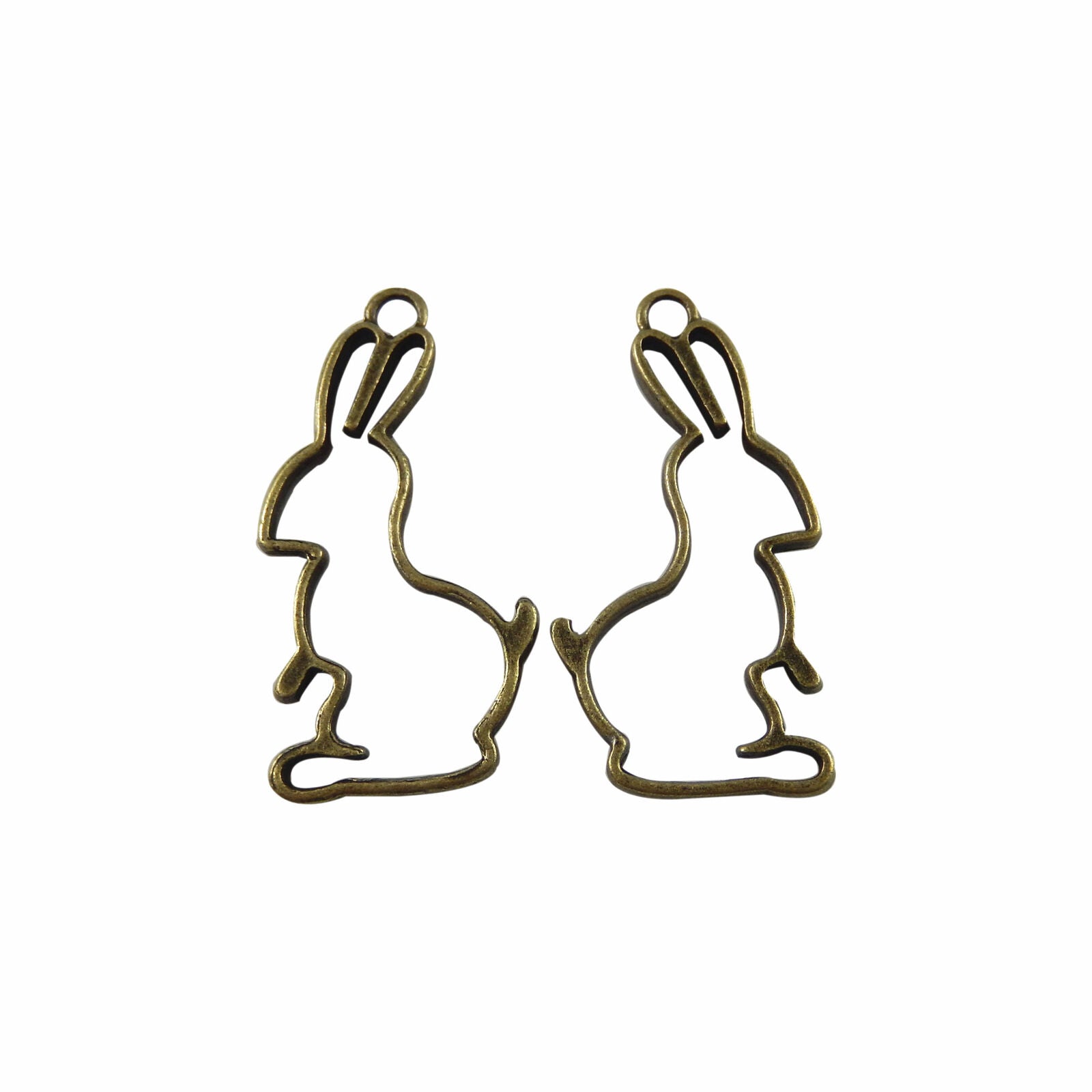 20pcs/pack Antiqued Bronze Alloy Hollowed Rabbit Pendant Charm Jewelry Findings