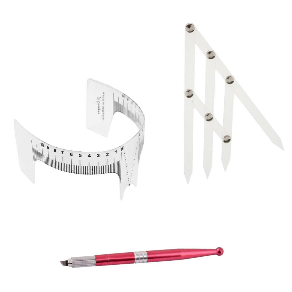 Permanent Manual Eyebrow Tattoo Pen Makeup +2 Styles Eyebrow Ruler Caliper