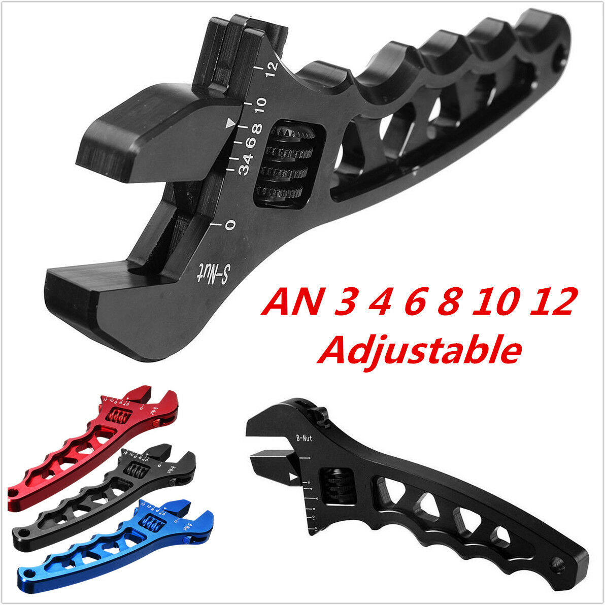 Black Adjustable Aluminum Alloy Wrench Fitting Tool Spanner For AN 3 4 6 8 10 12