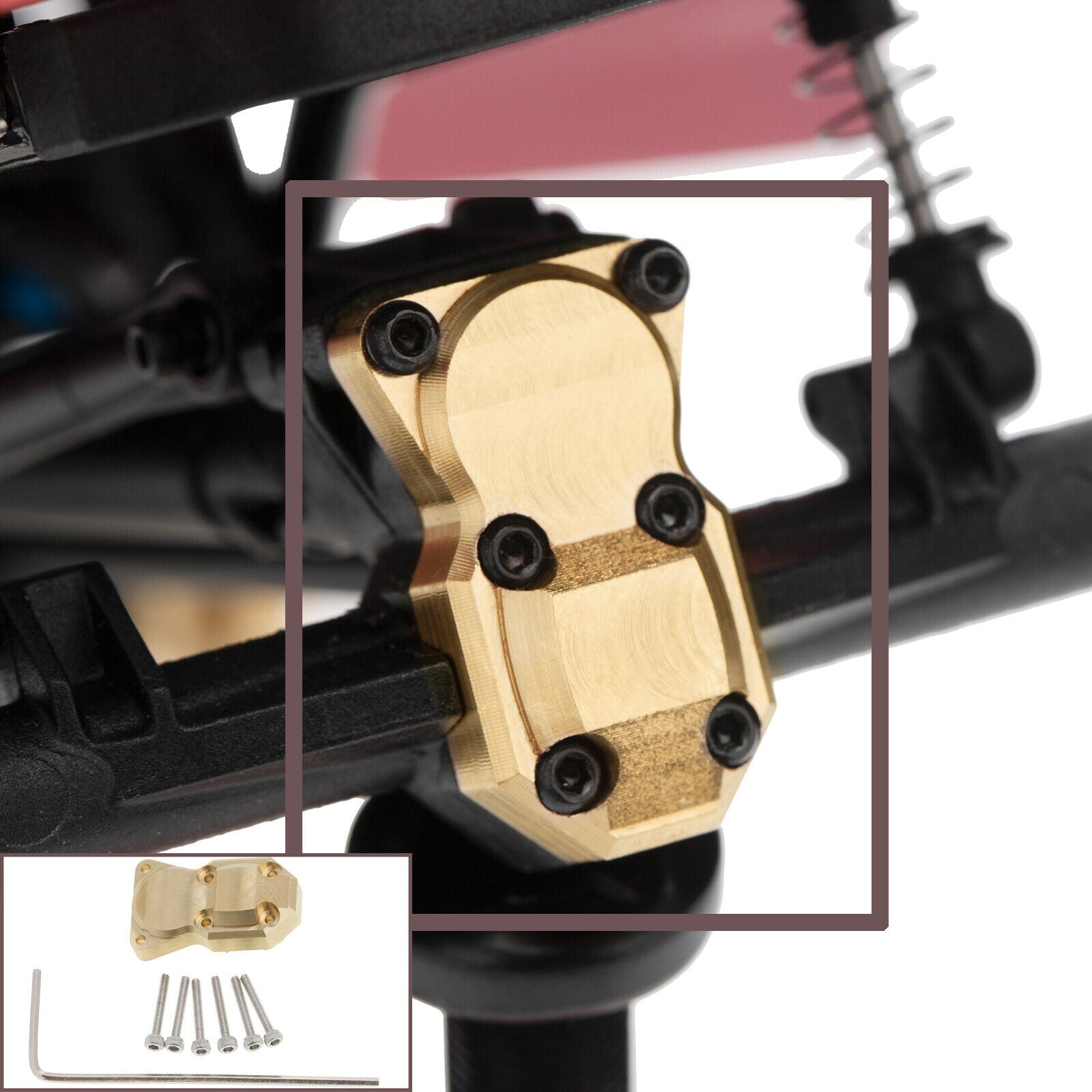 For 1/24 Axial SCX24 90081 RC Car Brass Counterweight Diff Cover Accessories