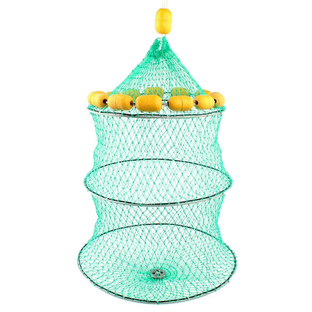 Buoyancy Fishing Net Trap Three-Layer Folding   Cage with 14 Float Balls