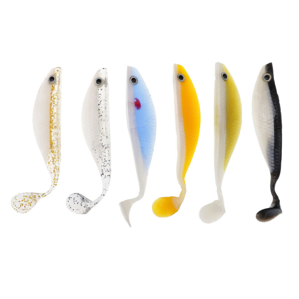 6pcs Soft Fishing Lure Bass Baits Artificial Baits Tackle 11.5 Cm/4.5 Inch