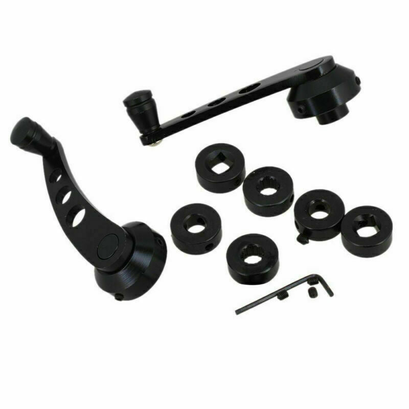 Car Auto Window Winder Kit Crank Door Glass Handle Aluminium Black 2Pc Universal