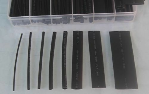 Heat Shrink Tubing Kit black Colors Transparent plastic box shrinkable 6 size