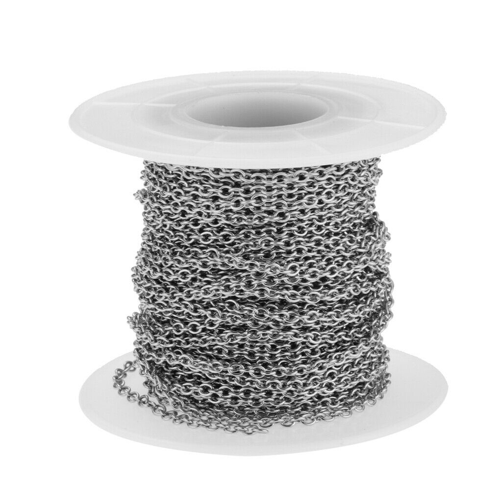 2 Roll 24m Stainless Steel Cable Chain Necklace Men Craft Pendants Jewelry