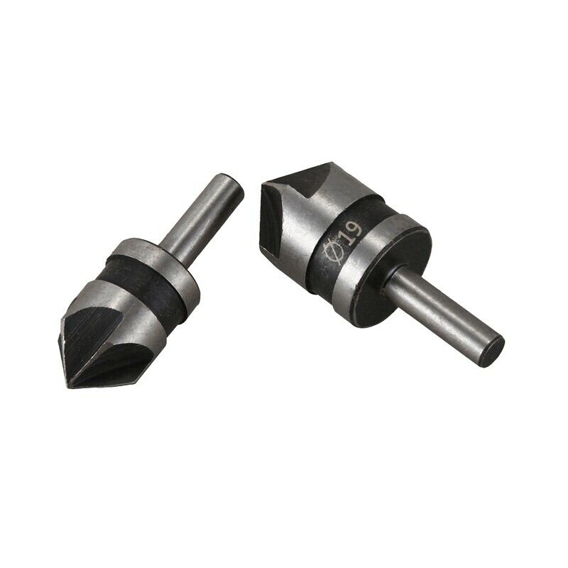 3pcs 5 Flute Countersink Drill Bit Set 90 Degree Chamfe Cutter For Wood Metal M2