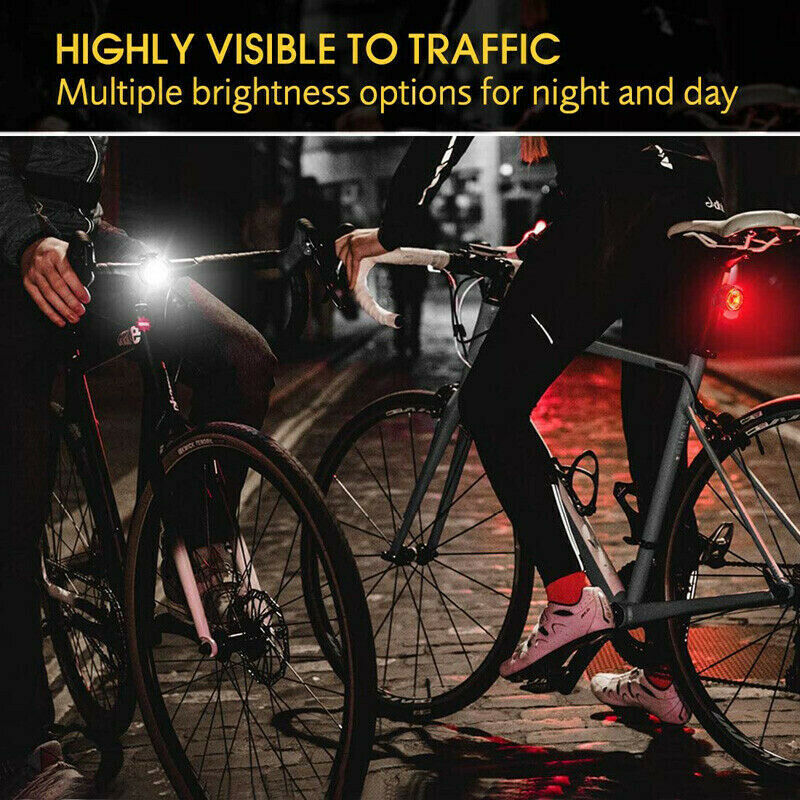 LED Bike Bicycle Front + Rear Lights USB Rechargeable Waterproof Cycling Camp