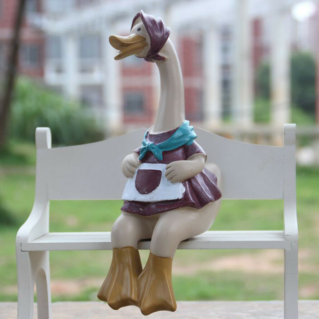 1pair Funny Couple Duck Statue Crafts Handicraft Decor for Room Ornaments