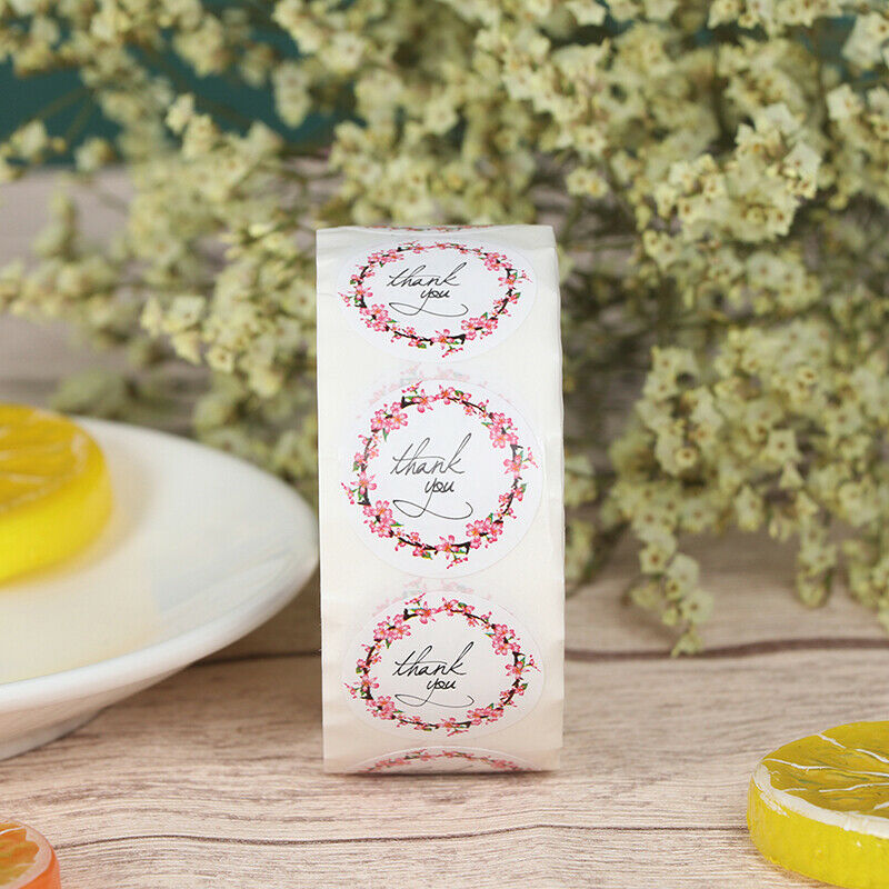 500 Pcs/roll thank you stickers floral design seal label party wedding de.l8