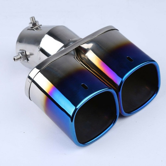 Stainless Steel Chrome Car Dual Exhaust Tip Square Tail Pipe Muffler 63mm/2.5"